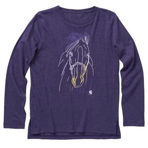 Carhartt Deep Purple Long Sleeve T-Shirt with Horse Design Girl's Size XL 14
